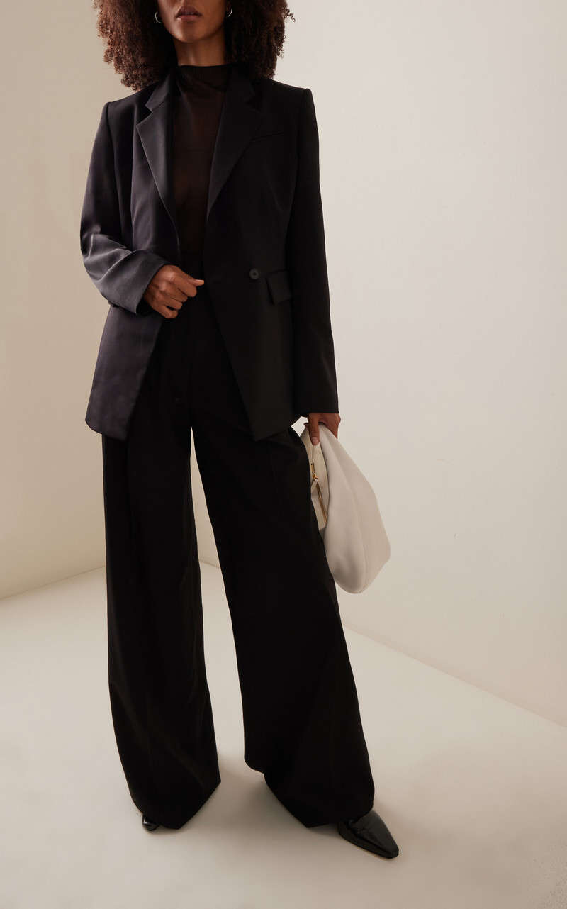 Another Tomorrow Stretch-Wool Pants black outlook