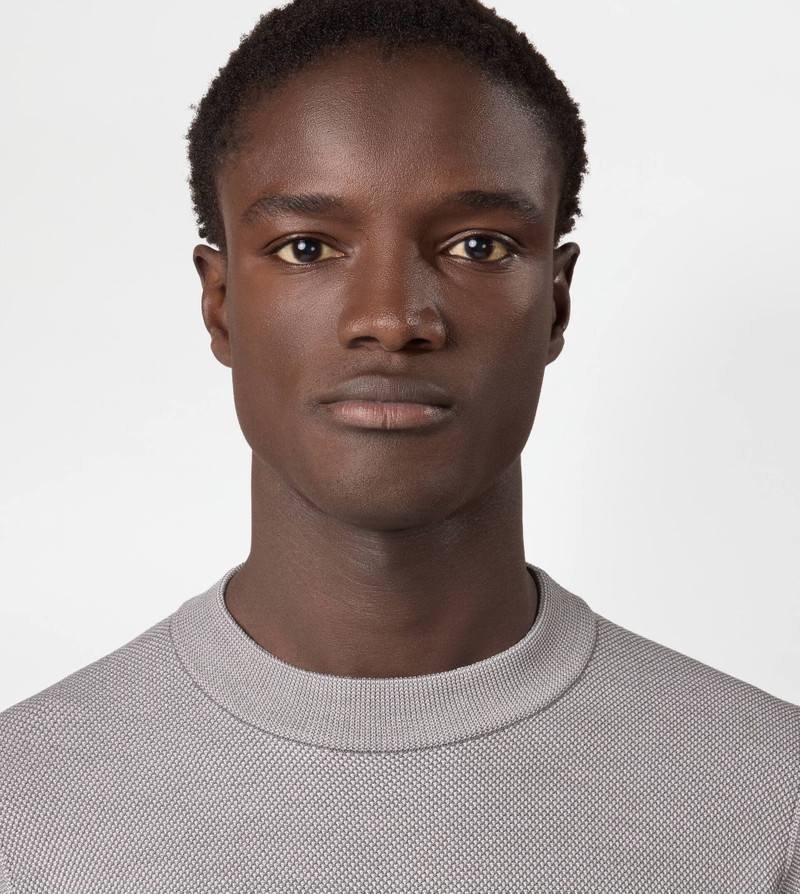 ROUND-NECK PULLOVER IN WOOL PIQUET - GREY 5