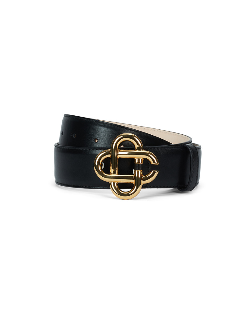Womens Black CC Logo Buckle Belt - 1