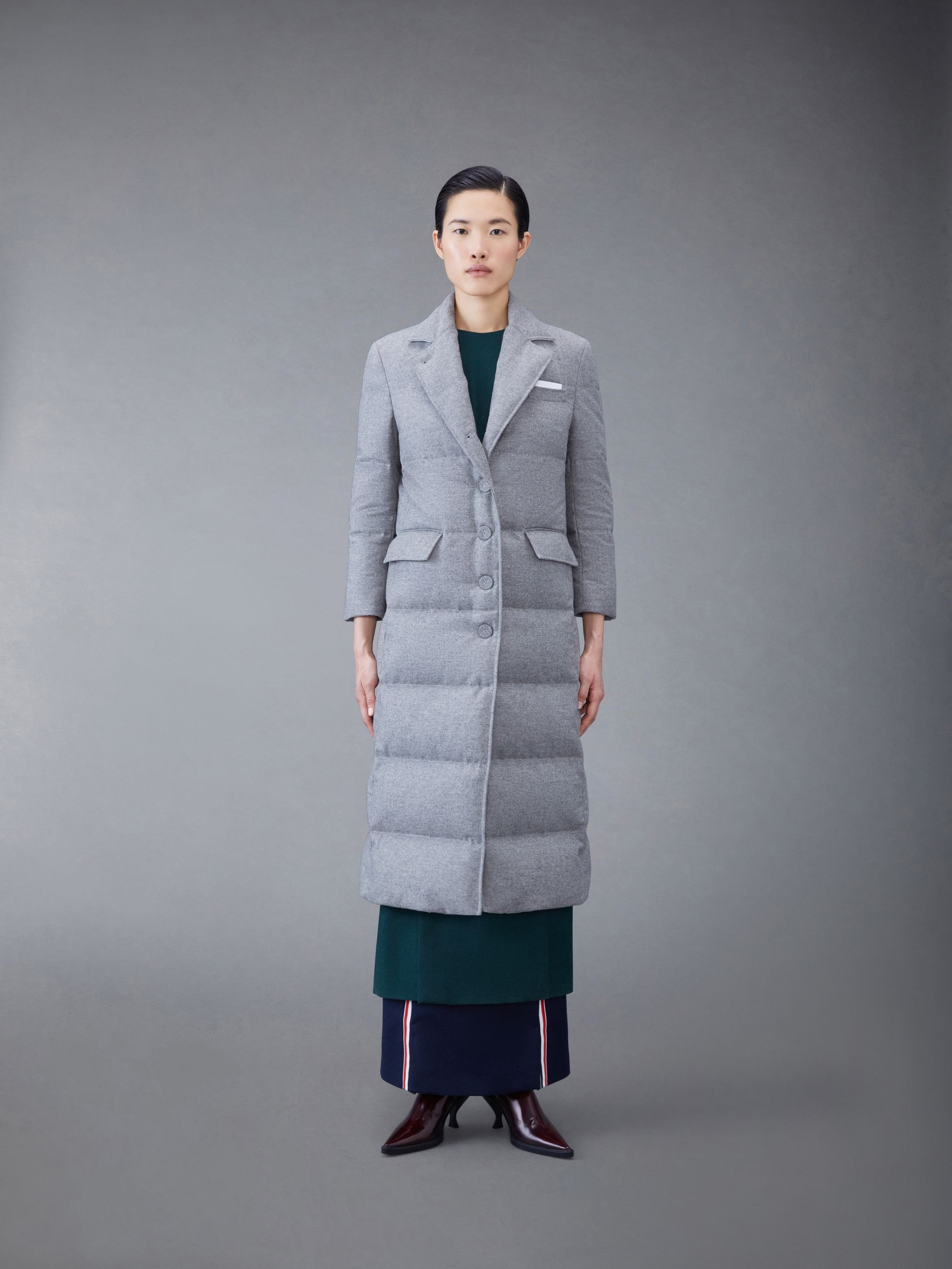 Flannel Down Wide Lapel Overcoat - 1
