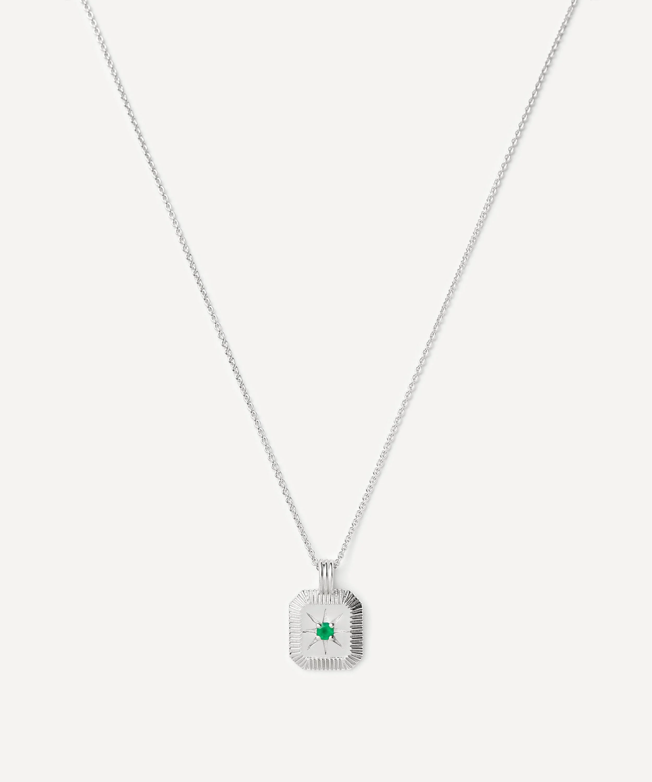Sterling Silver May Birthstone Pendant Necklace - 1