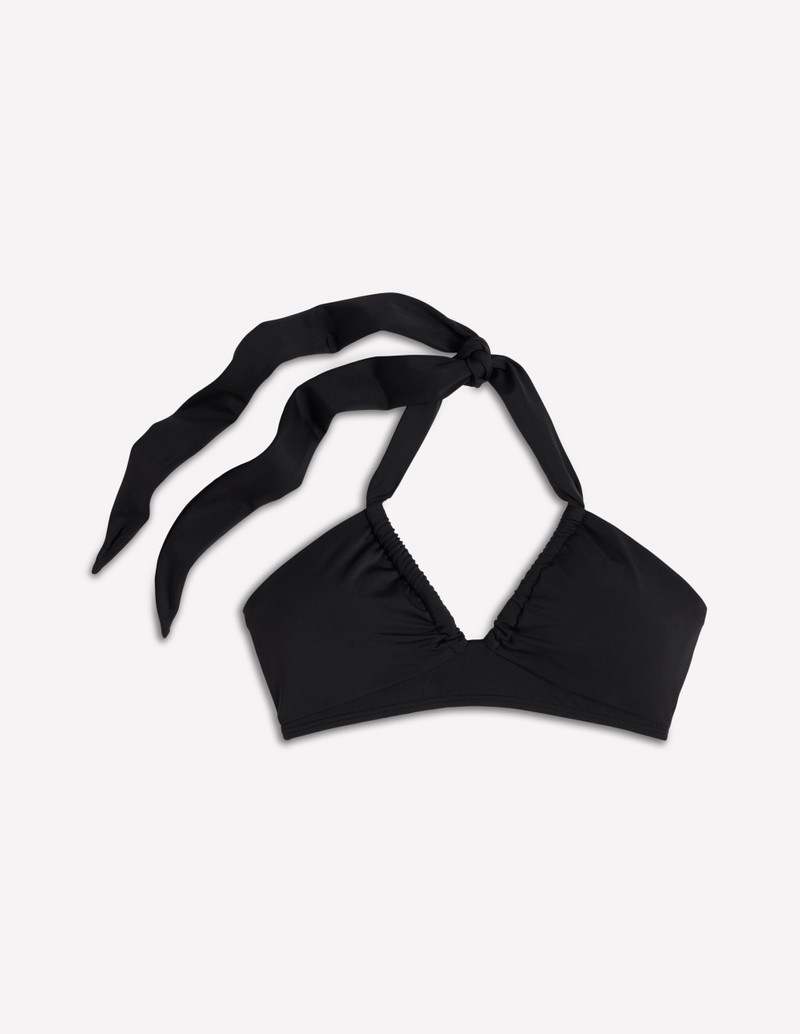 Minori Halter Tie Bikini Top-Black - 1