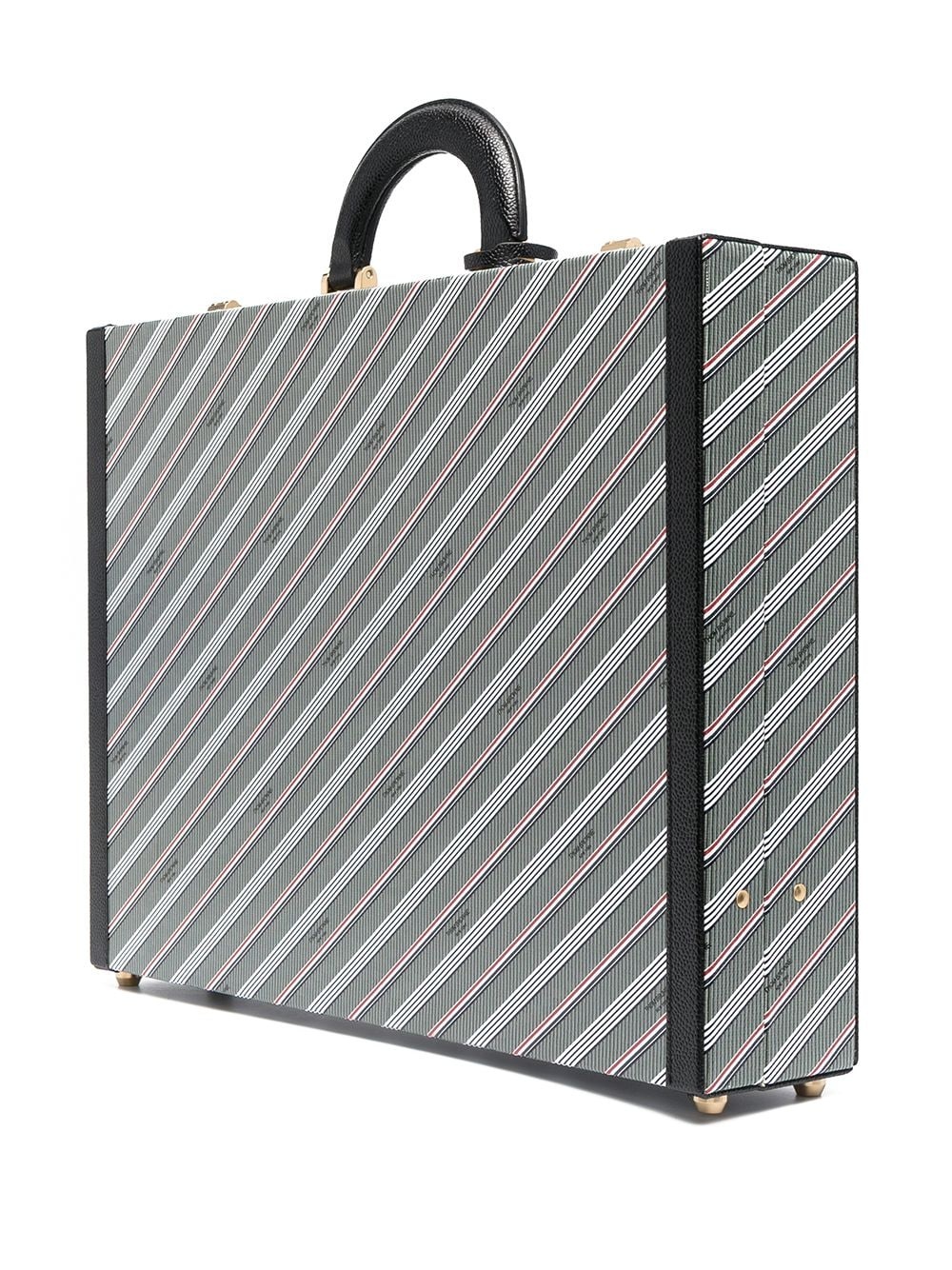 logo-print striped briefcase - 2