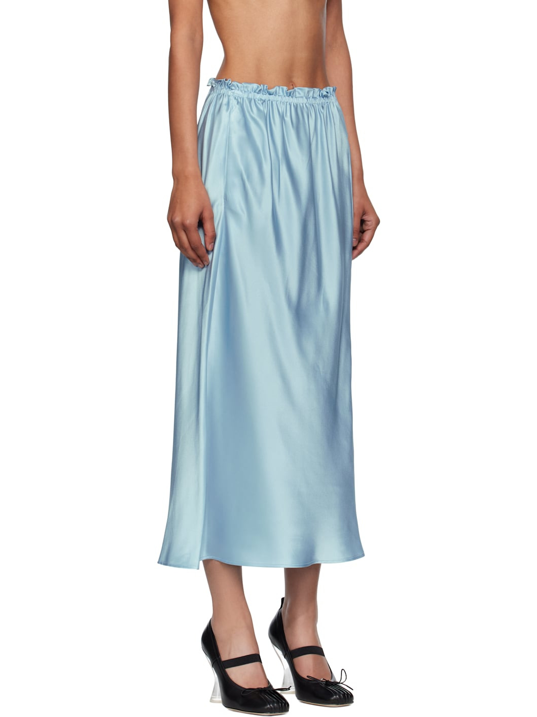 Blue Single Hip Detail Easy Midi Skirt - 2