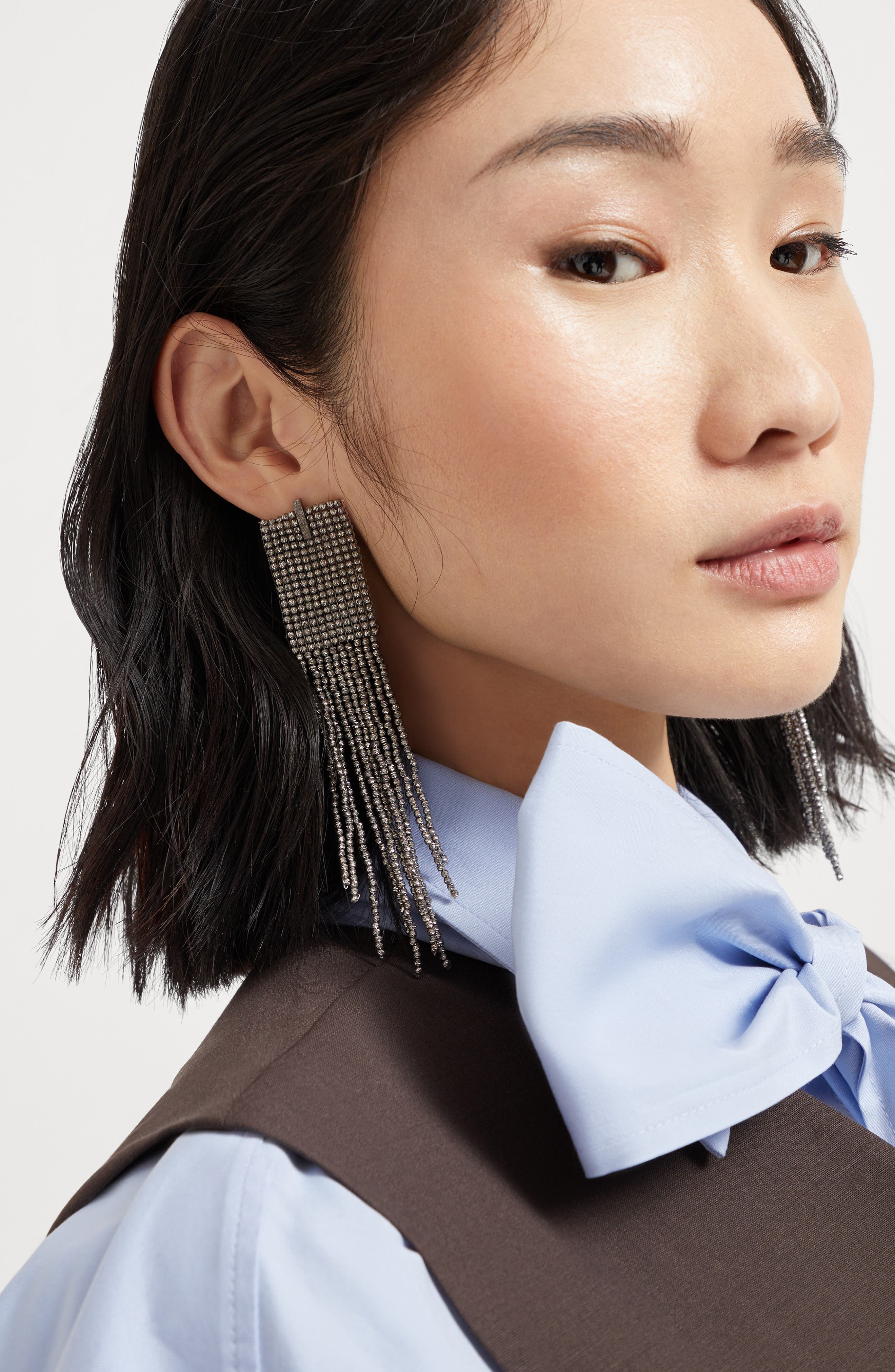 Brunello Cucinelli Frayed earrings in Silver at Nordstrom - 4