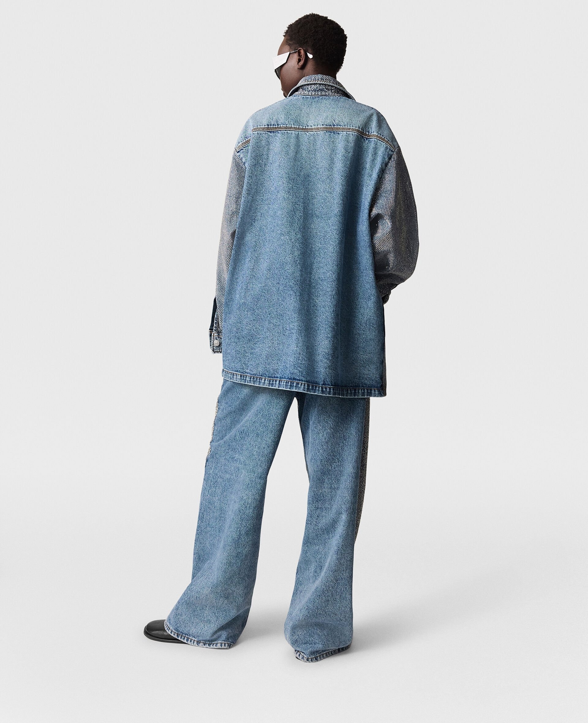 Oversized Rhinestone-Embellished Denim Shirt - 5