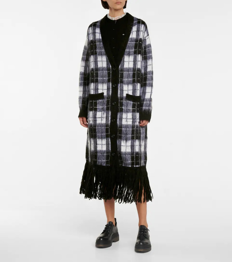 fringed 체크 인쇄 카디건 6