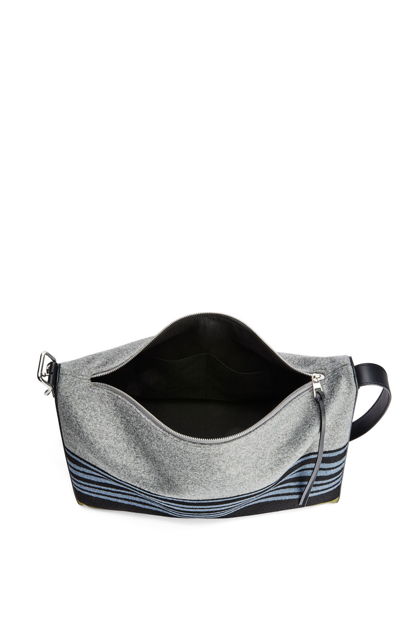 Large Berlingo bag in striped textile and calfskin 5