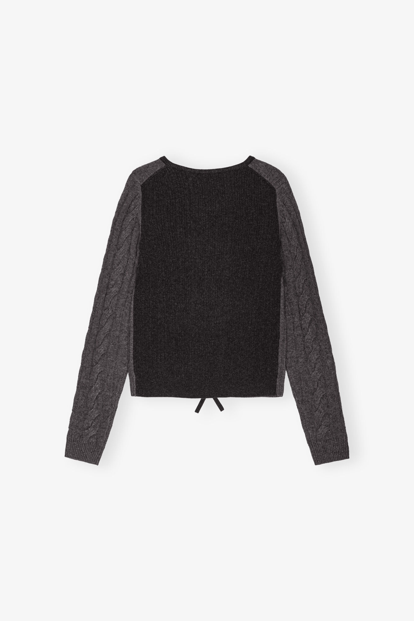 GREY AND BLACK CASHMERE MIX TIE STRING CARDIGAN - 6