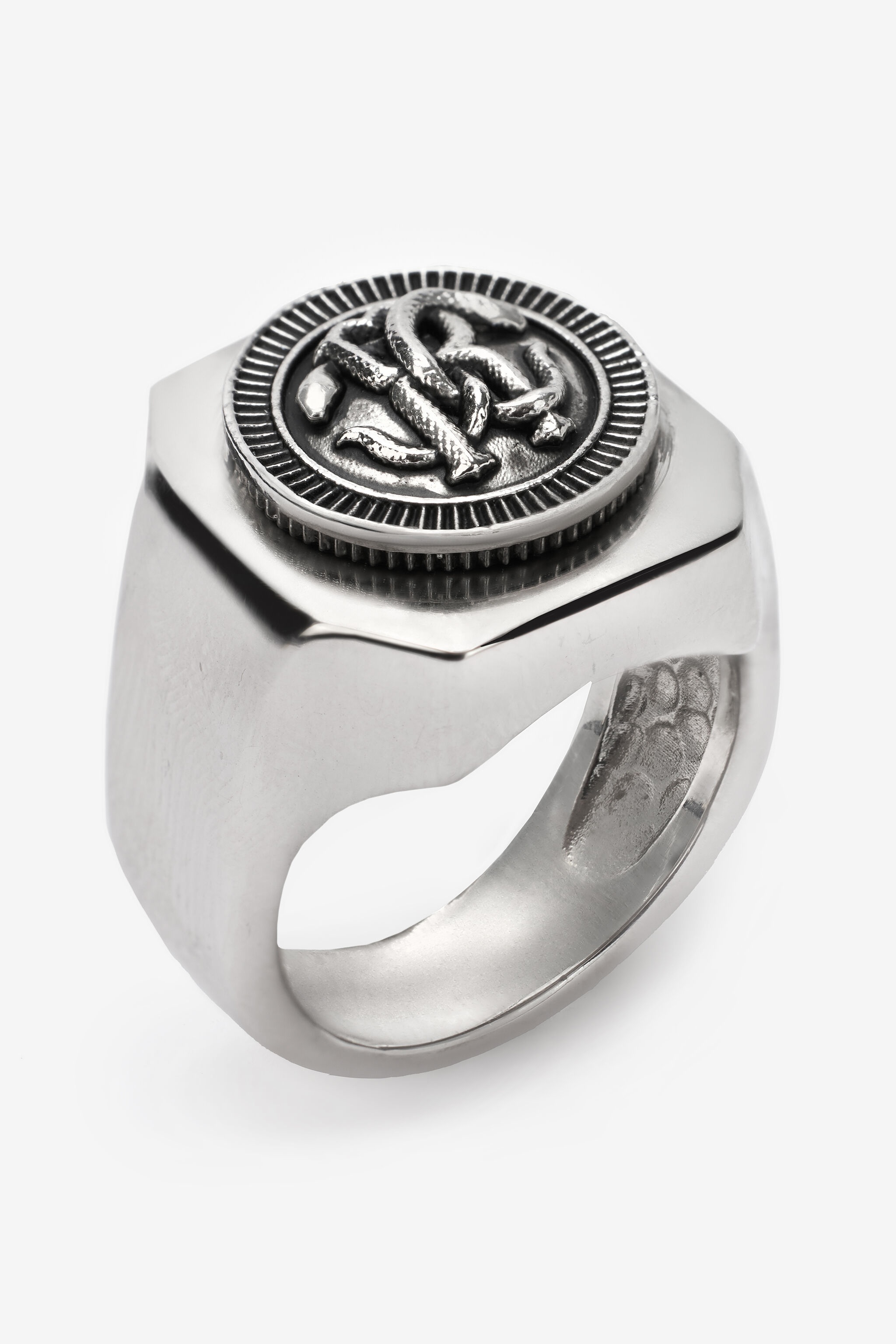 Ring with Monogram Mirror Snake - 6