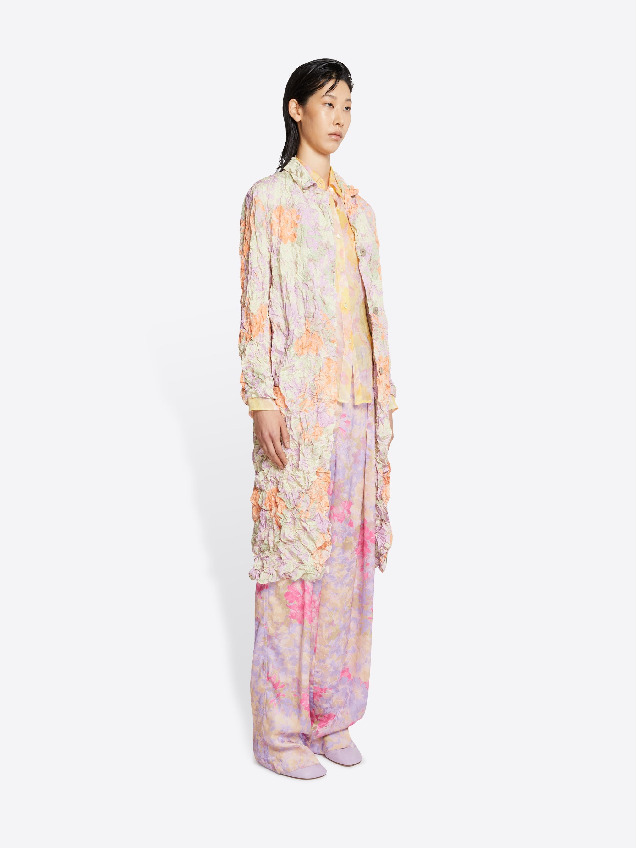 CRUSHED FLORAL COAT - 3