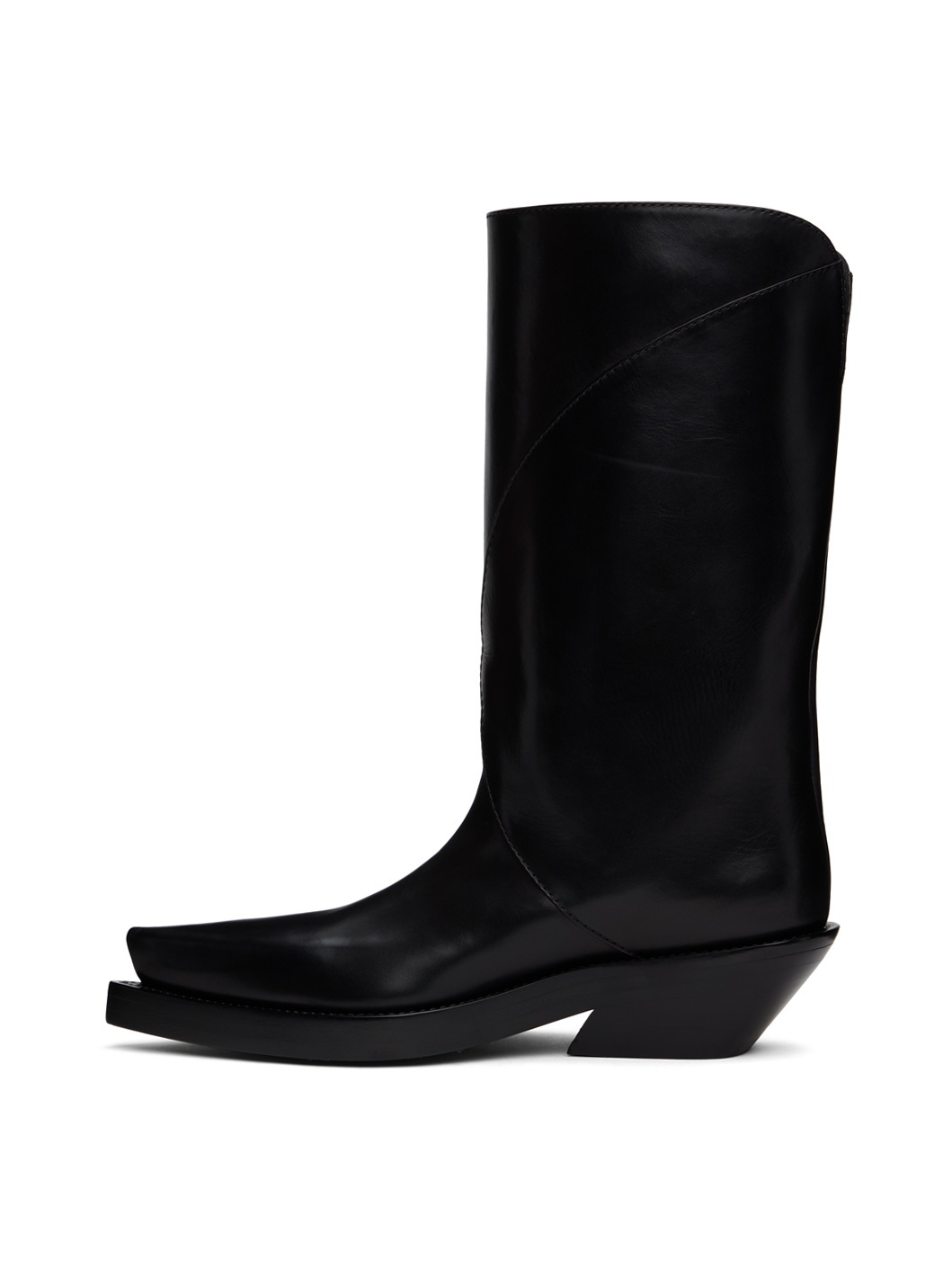 Black Leather Santiag Boots - 3