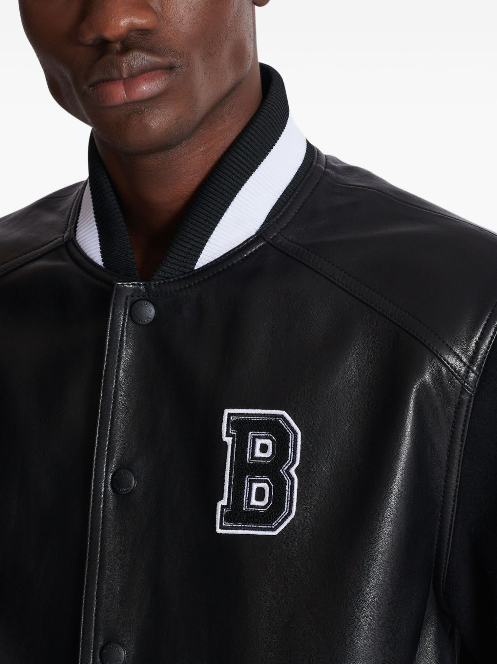 varsity leather bomber jacket - 5