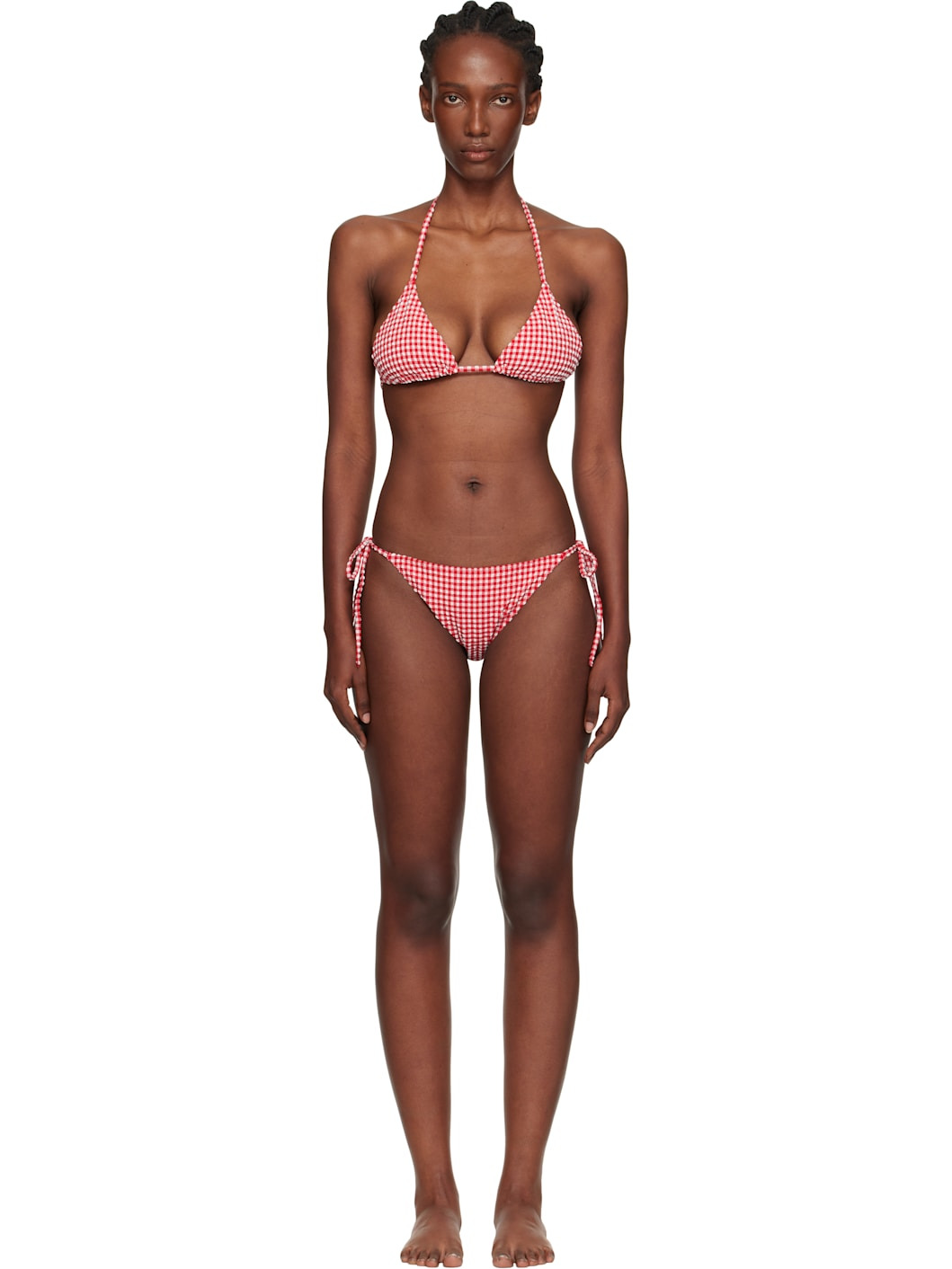 Red & White Gingham Seersucker Sabrina Bikini - 1
