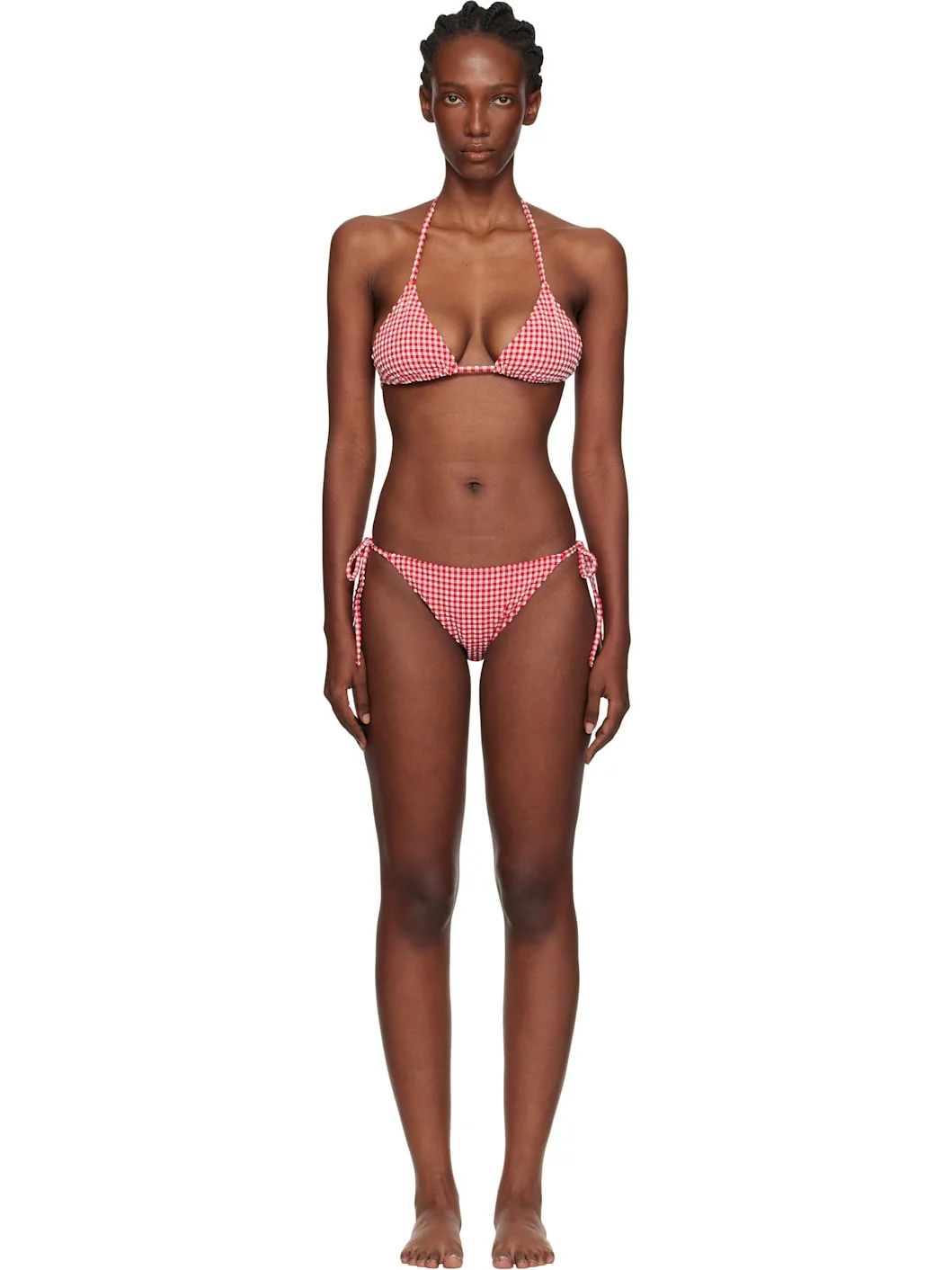 Red & White Gingham Seersucker Sabrina Bikini - 1