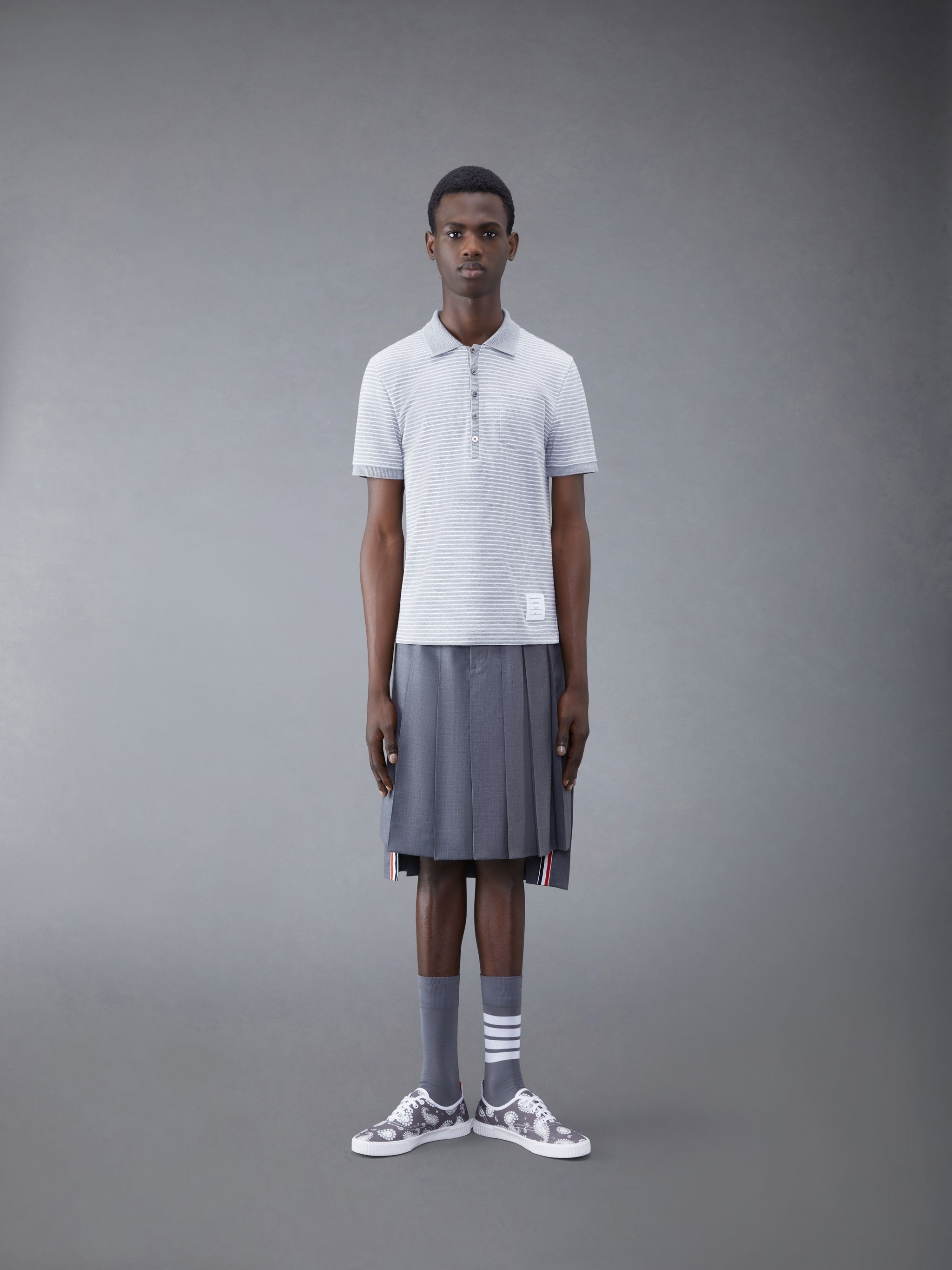 Pinstripe Micro Waffle Pocket Polo - 3