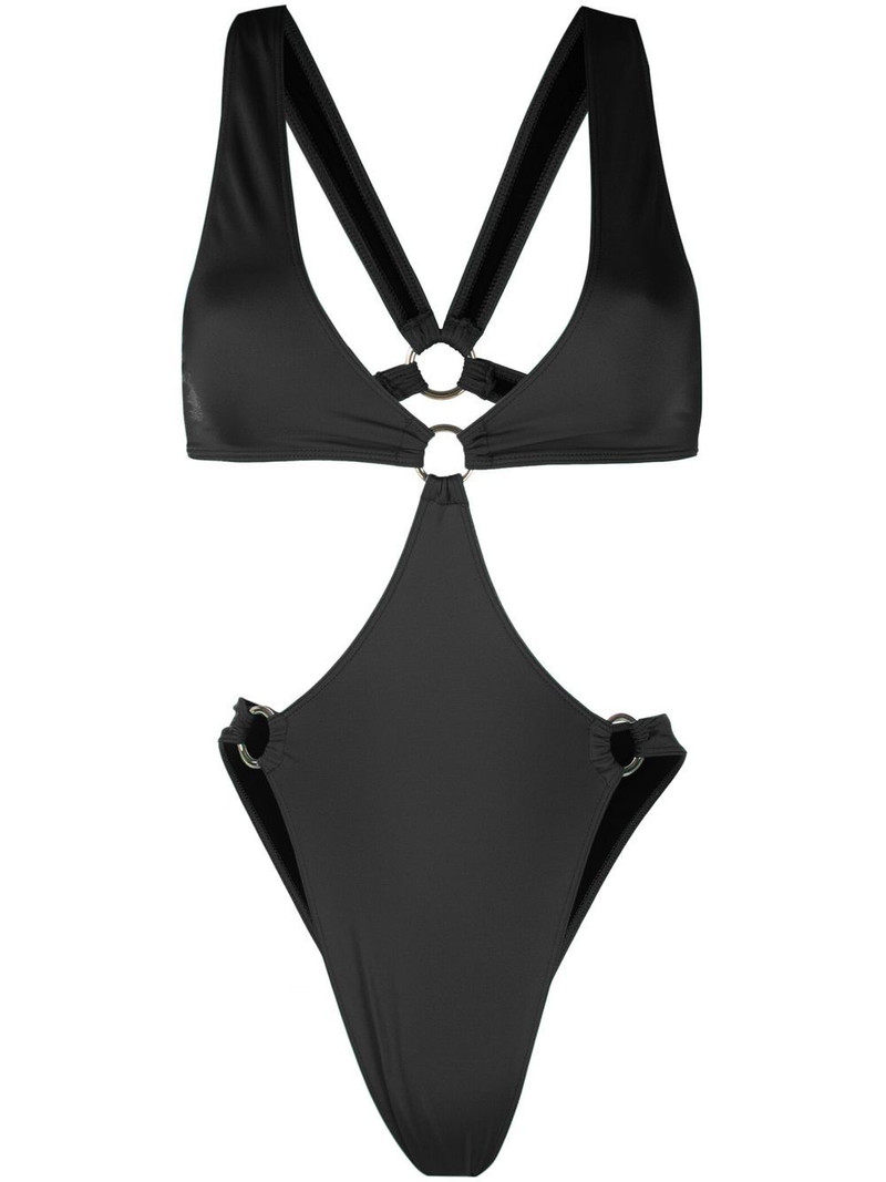 cut-out V-neck one-piece 1