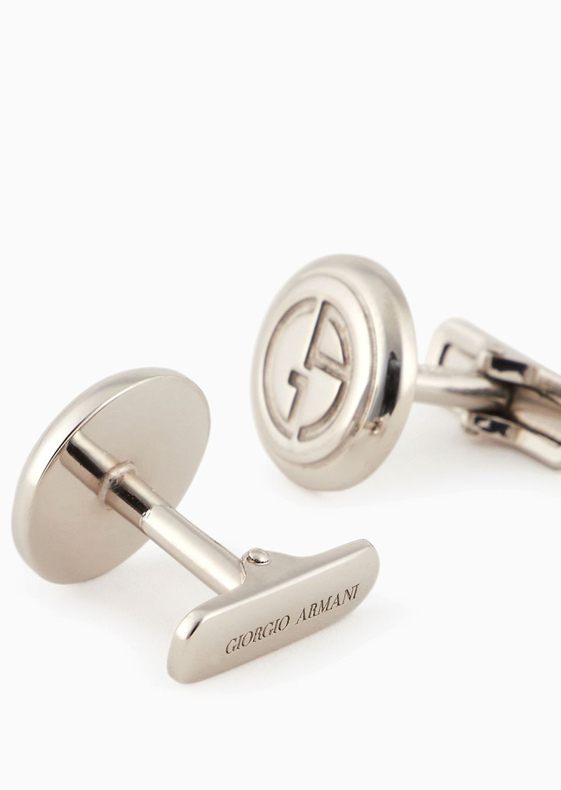 GIORGIO ARMANI Silver cufflinks with logo outlook