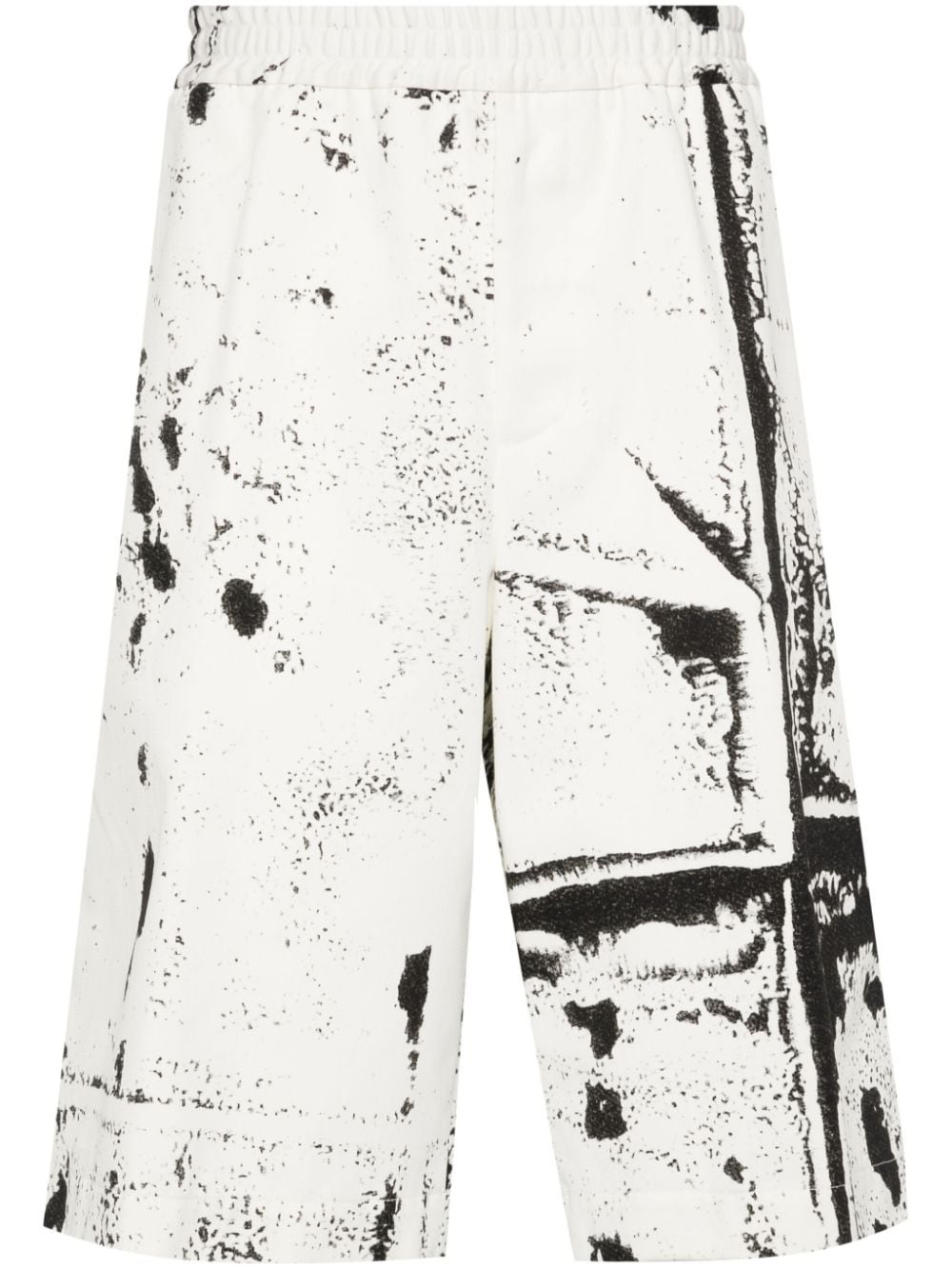 abstract-print twill shorts - 1