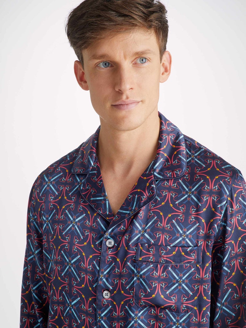 Men's Pyjamas Brindisi 93 Silk Satin Navy - 2