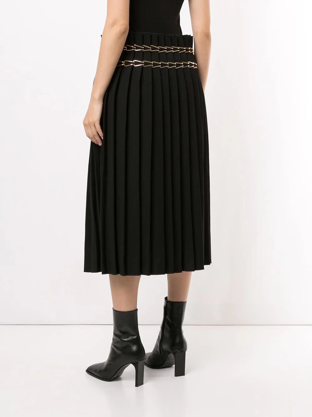 chain-embellished pleated skirt - 4