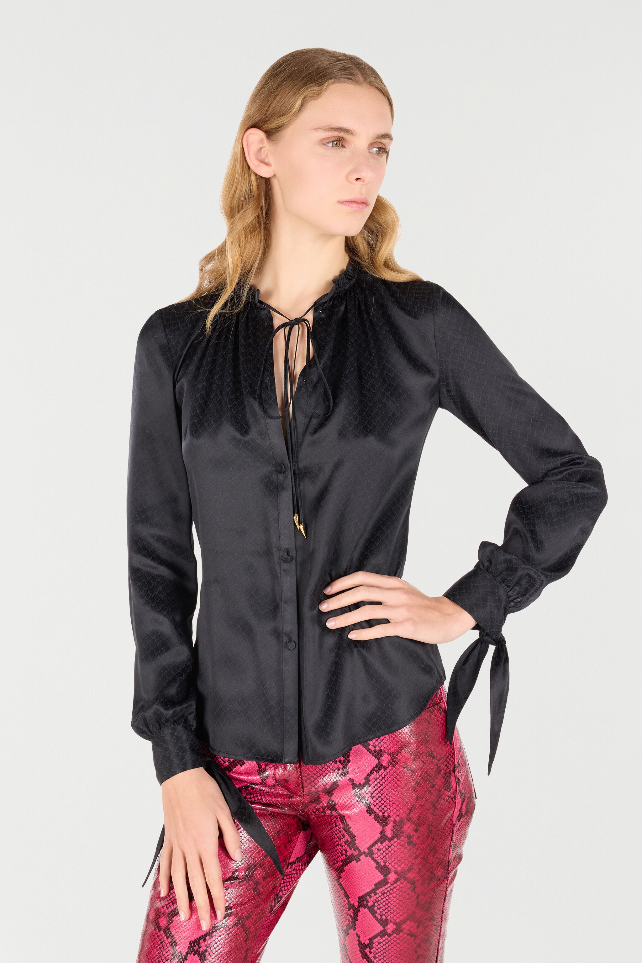 Snake-Effect Silk Shirt - 3