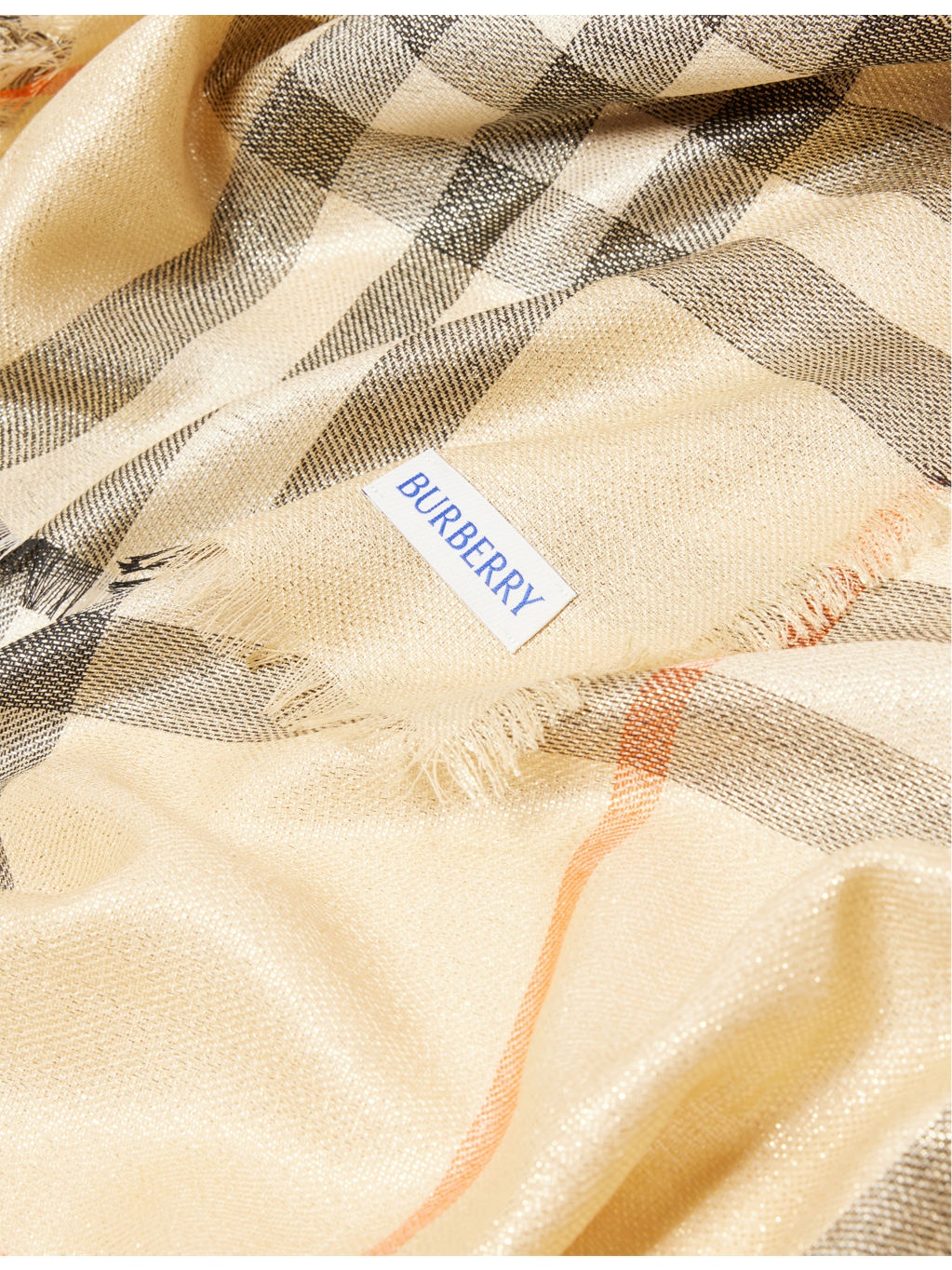 Check Metallic Wool-Silk Scarf - 2