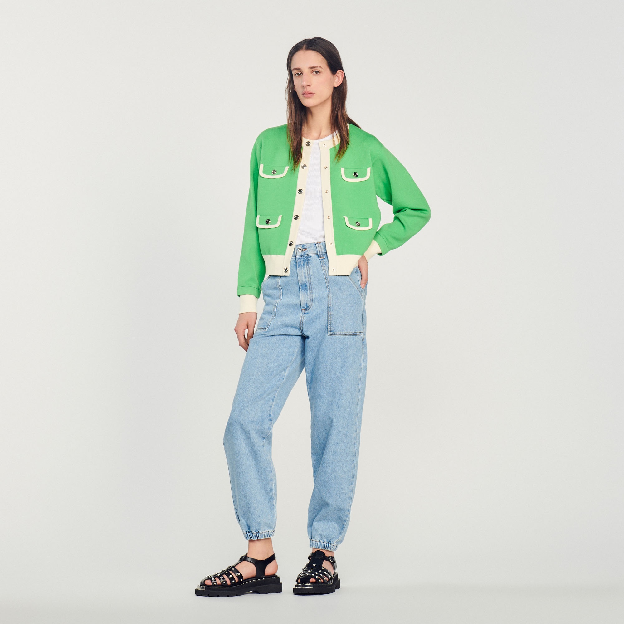 Two-tone cardigan with buttons - 2