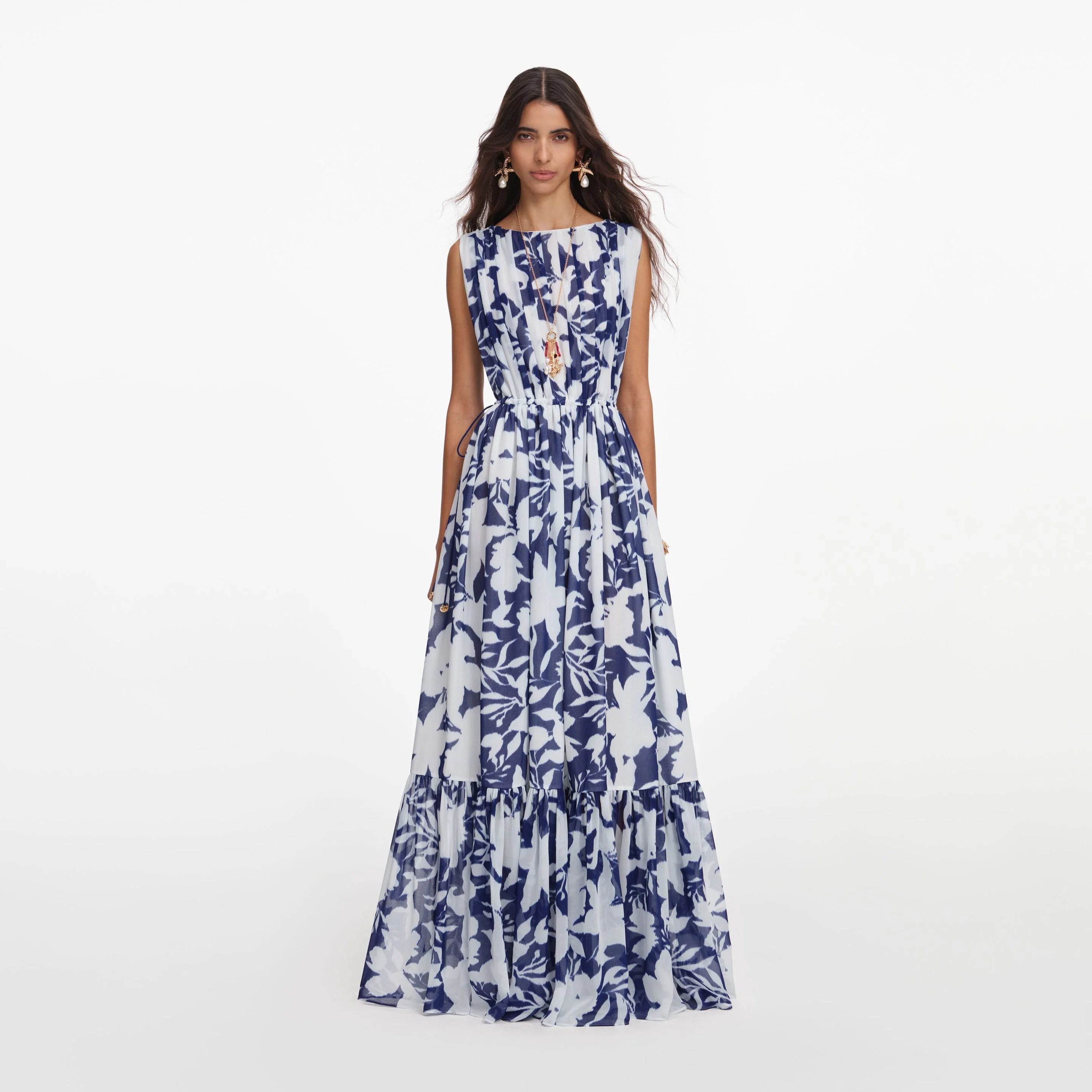 Printed Georgette Maxi Dress - 1