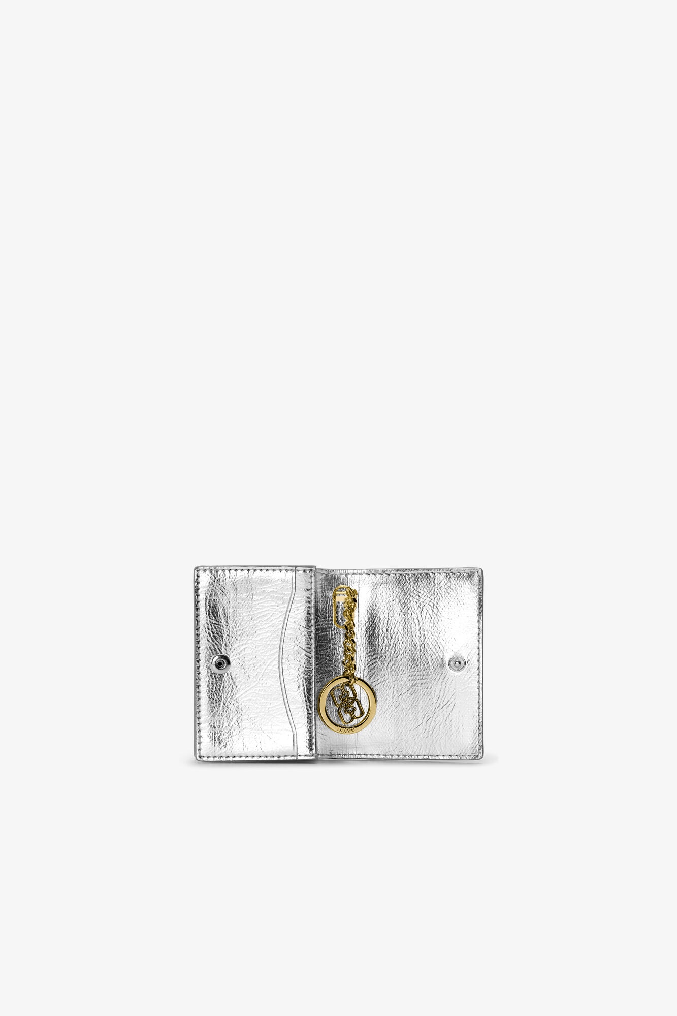 SILVER METALLIC GANNI BOU FLAP CARD HOLDER - 2