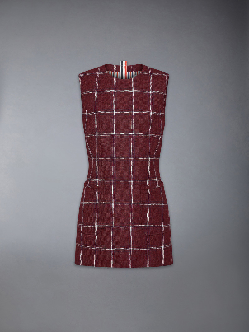 WINDOWPANE HUNTING TWEED MINI PENCIL DRESS 1