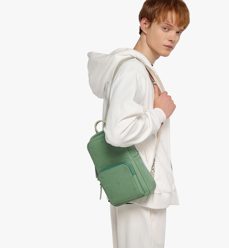 MCM Aren Sling Bag in Embossed Monogram Leather outlook