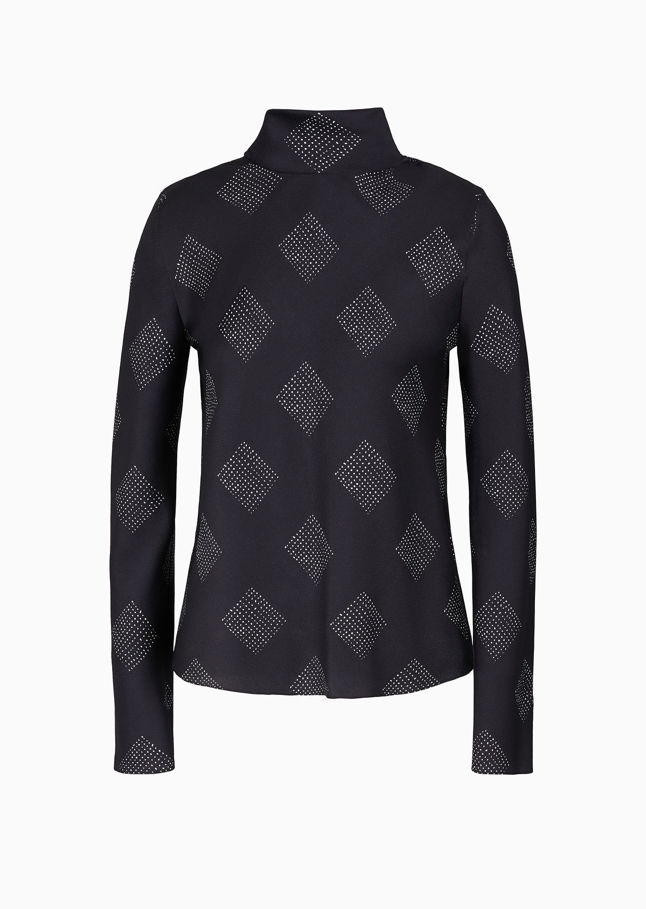 Printed silk crépon long-sleeved blouse - 1