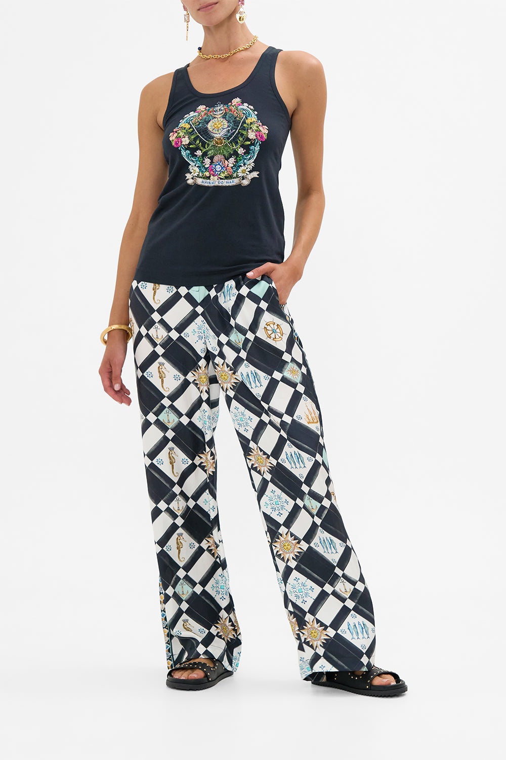 BUTTON FRONT LOUNGE PANT - 2
