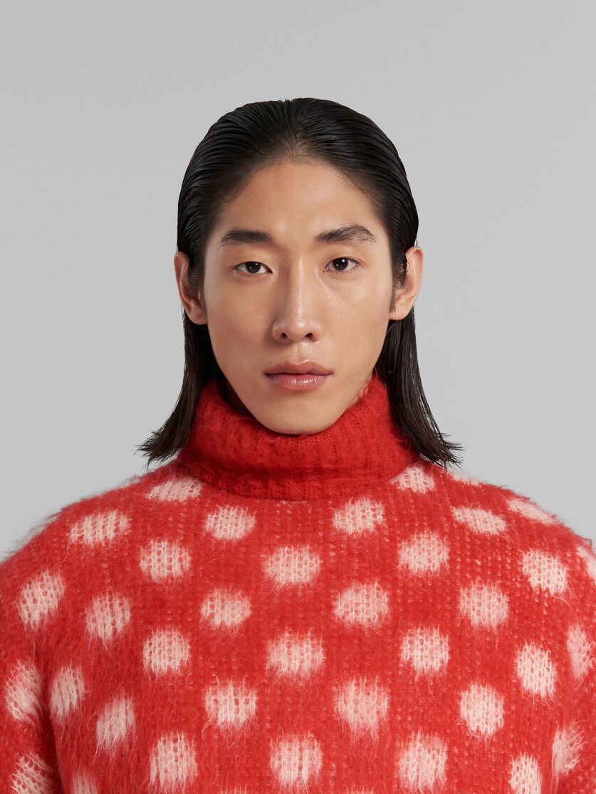 RED PUFFY MOHAIR JUMPER WITH POLKA DOTS - 4