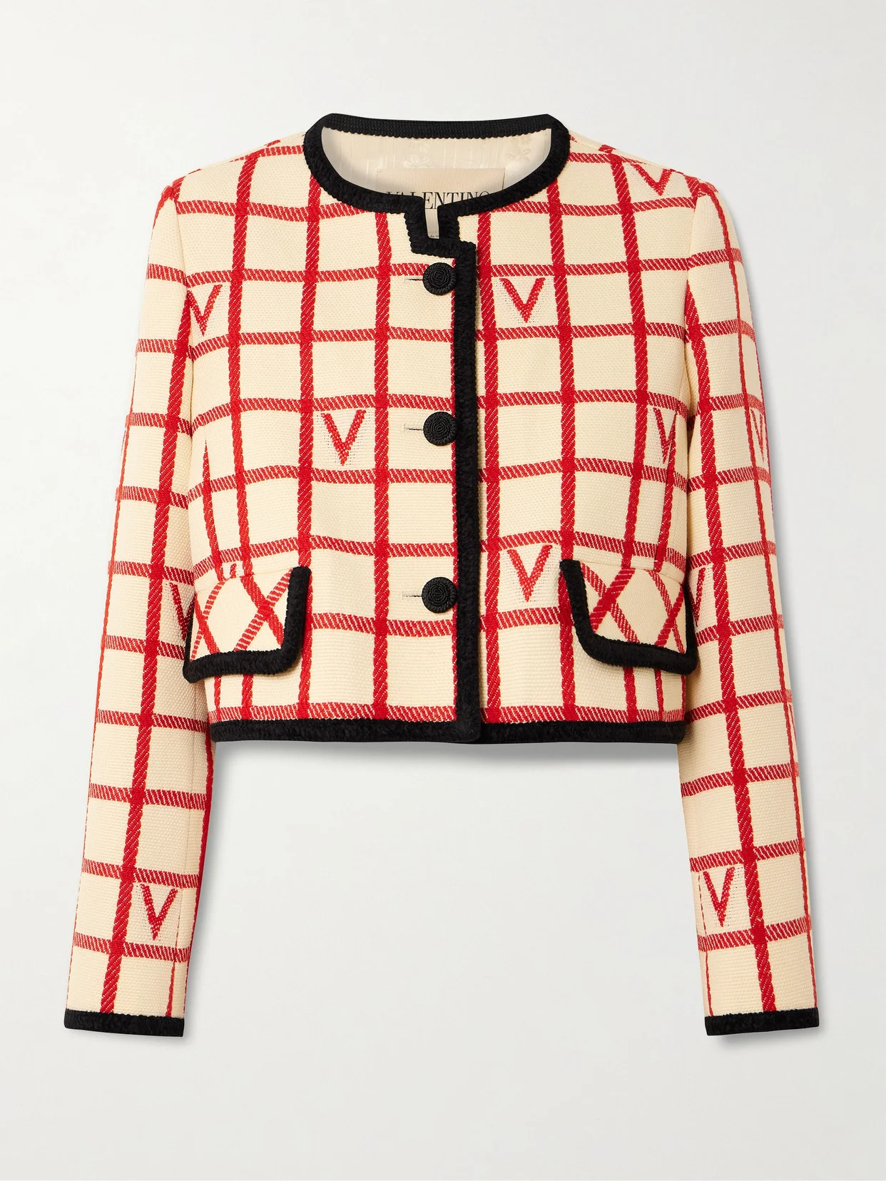 Vlogo Cropped Piped Wool-blend Jacket - 1