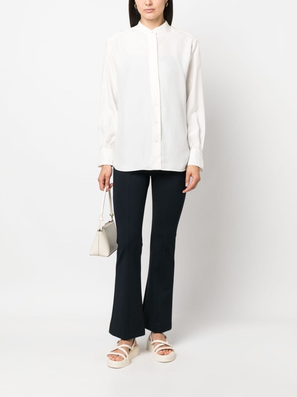 band-collar silk shirt - 2