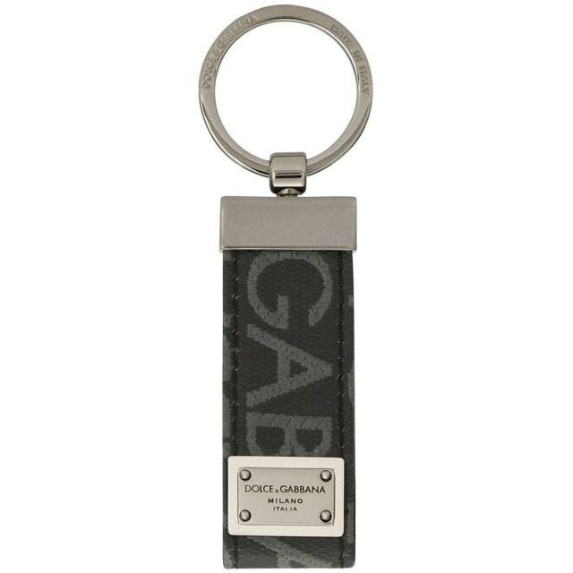 Black key ring with jacquard logo - 1