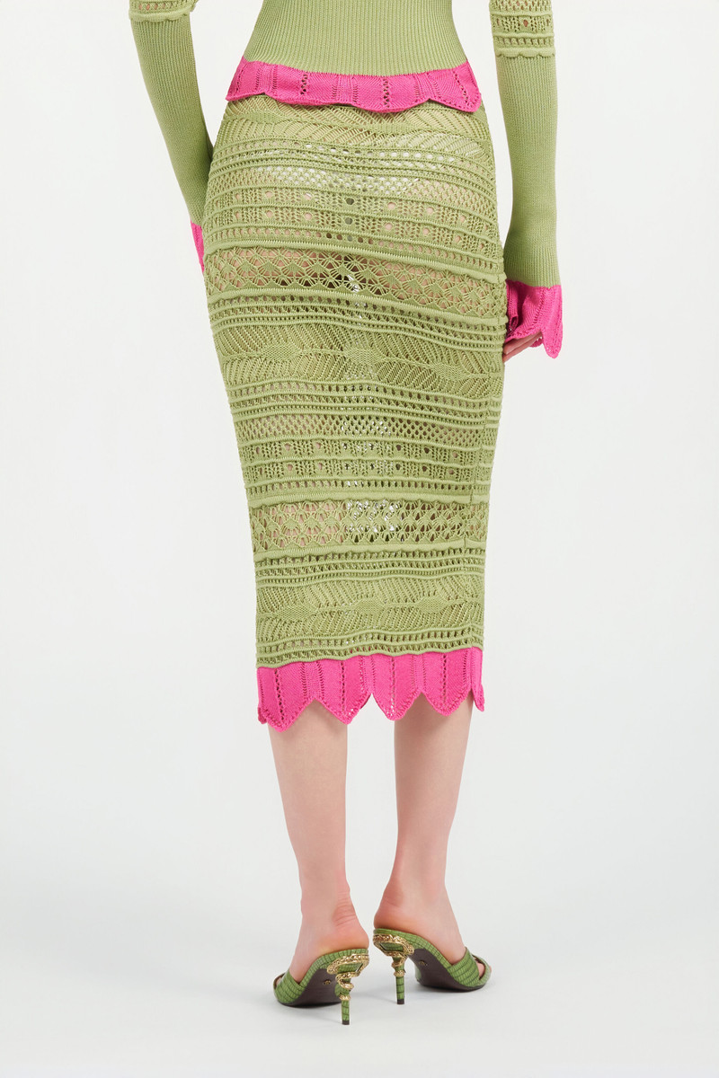 Midi Knit Skirt with Contrast Detail 4