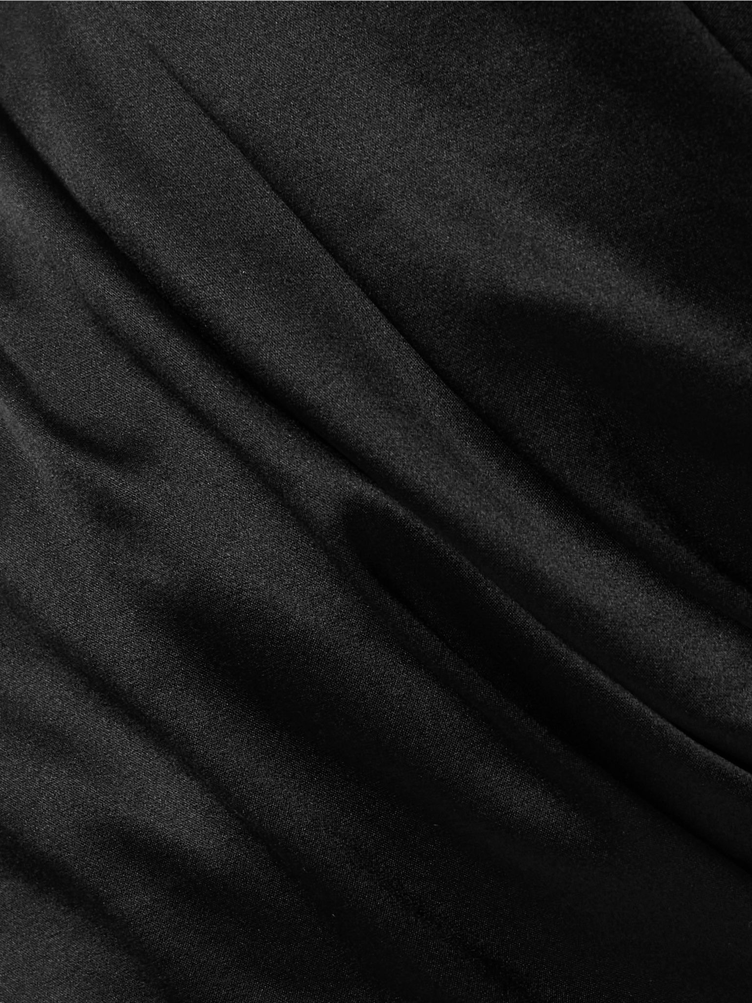 Phare one-shoulder draped silk-blend satin top Black - 4