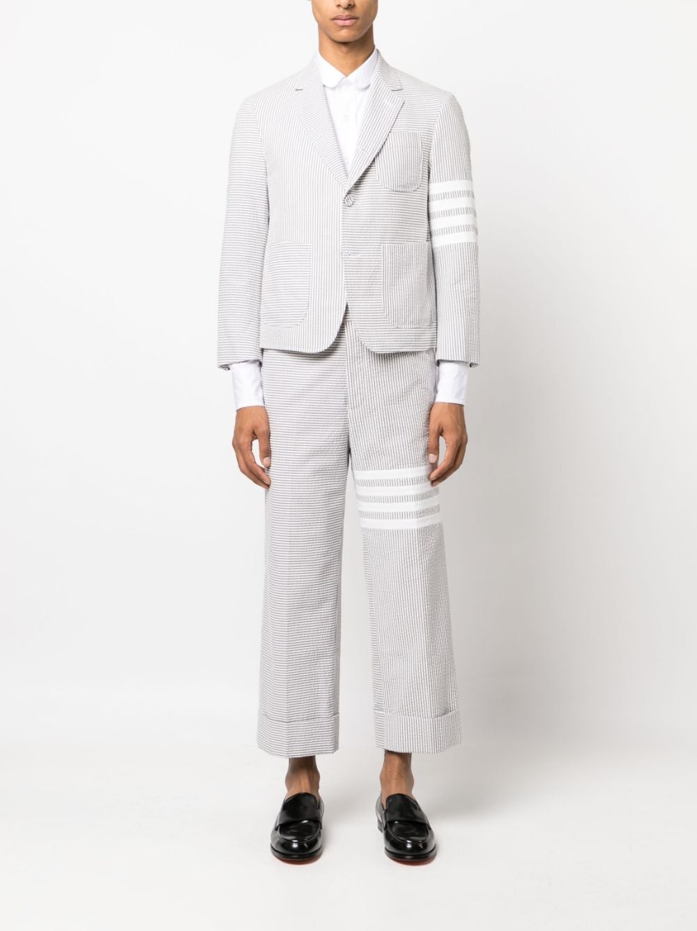 striped single-breasted blazer - 2