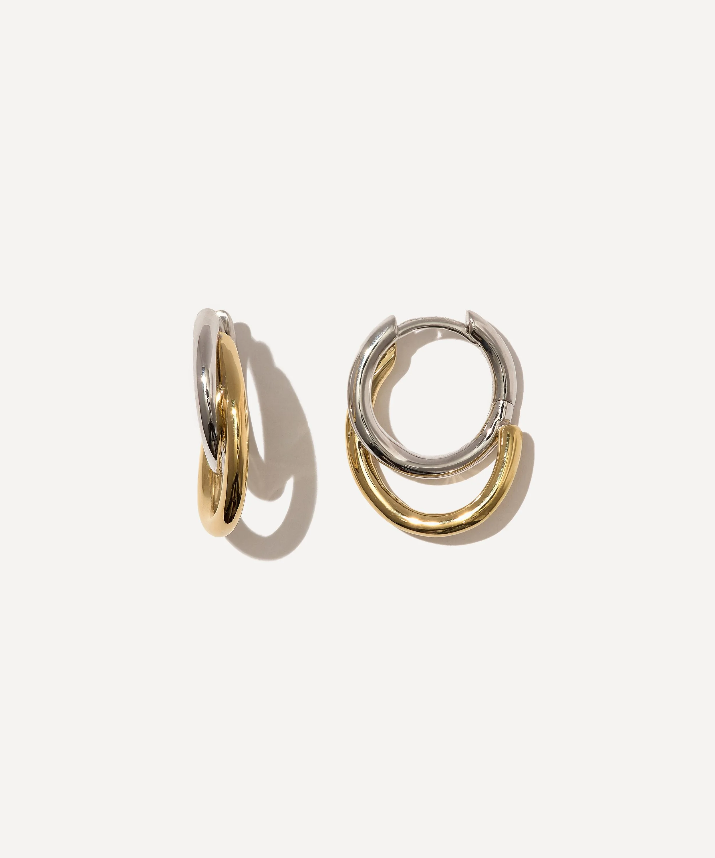 14ct Gold-Plated Vermeil Silver Small Mixed Metal Spiralis Hoop Earrings - 1