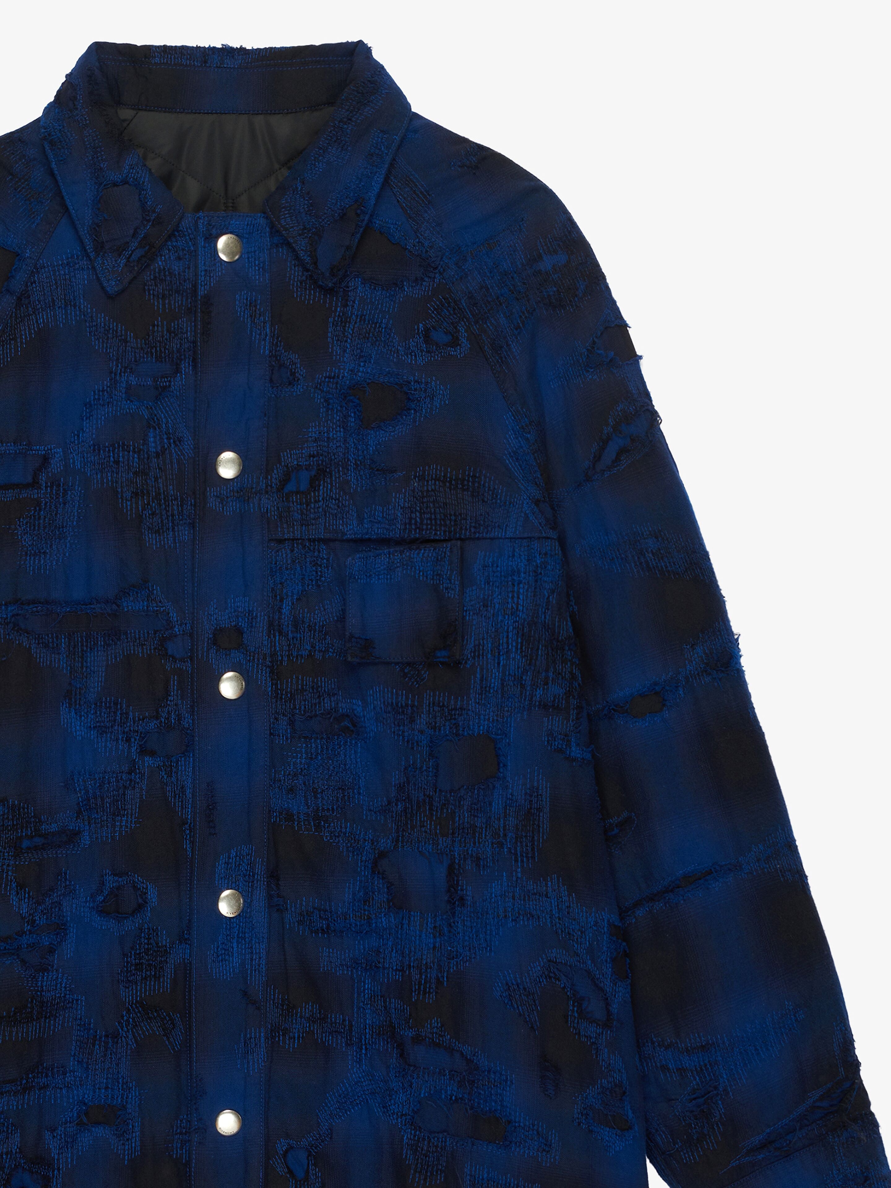QUILTED OVERSHIRT IN DESTROYED FLANNEL - 5