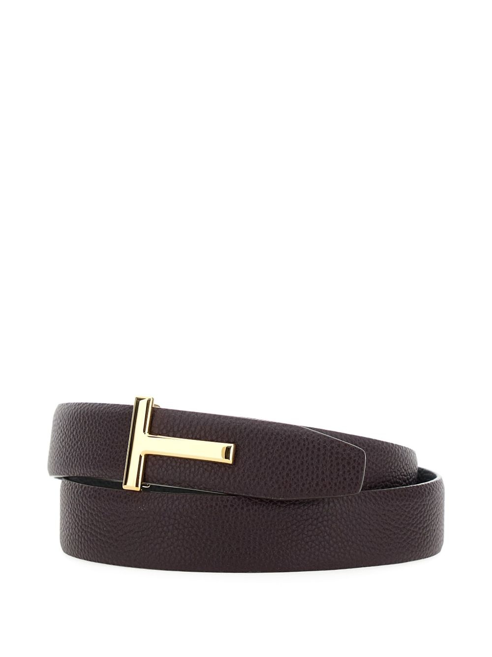 grained leather T-buckle belt - 3