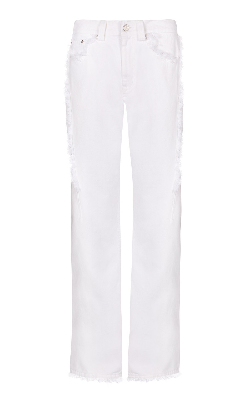 Fray Cotton Denim Jeans white 1