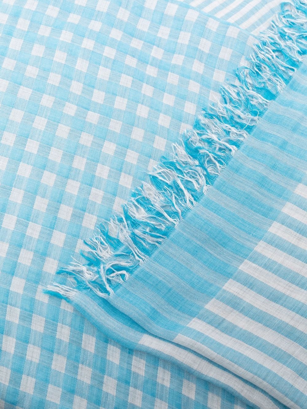 gingham-print fringed scarf - 3