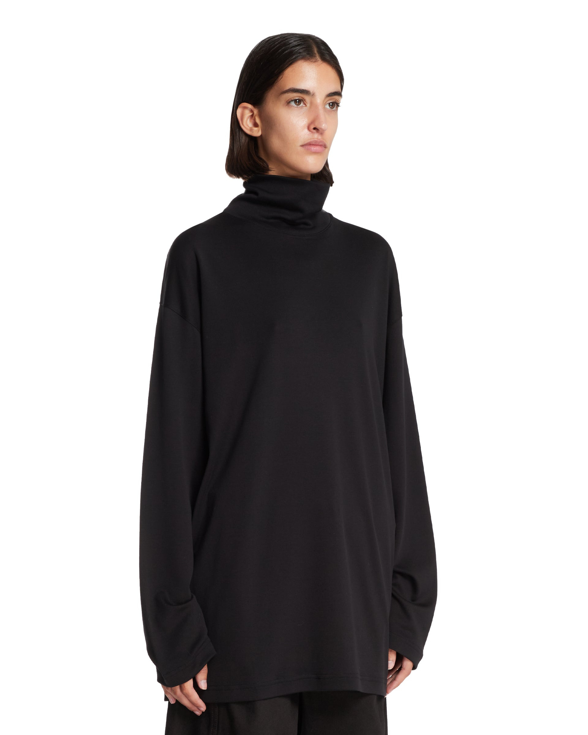 Black High-Neck Relaxed T-Shirt - 4