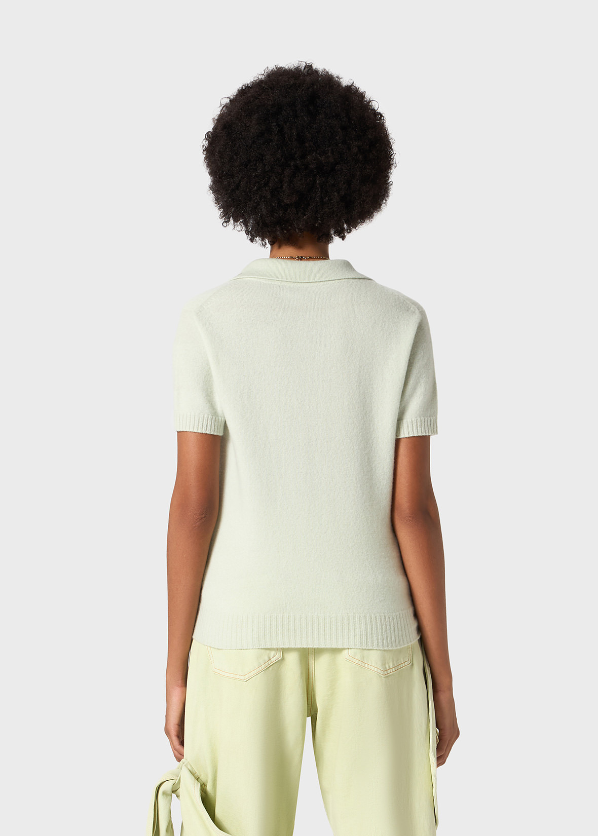 CASHMERE POLO SHIRT WITH BLUMARINE RHINESTONE LOGO - 4