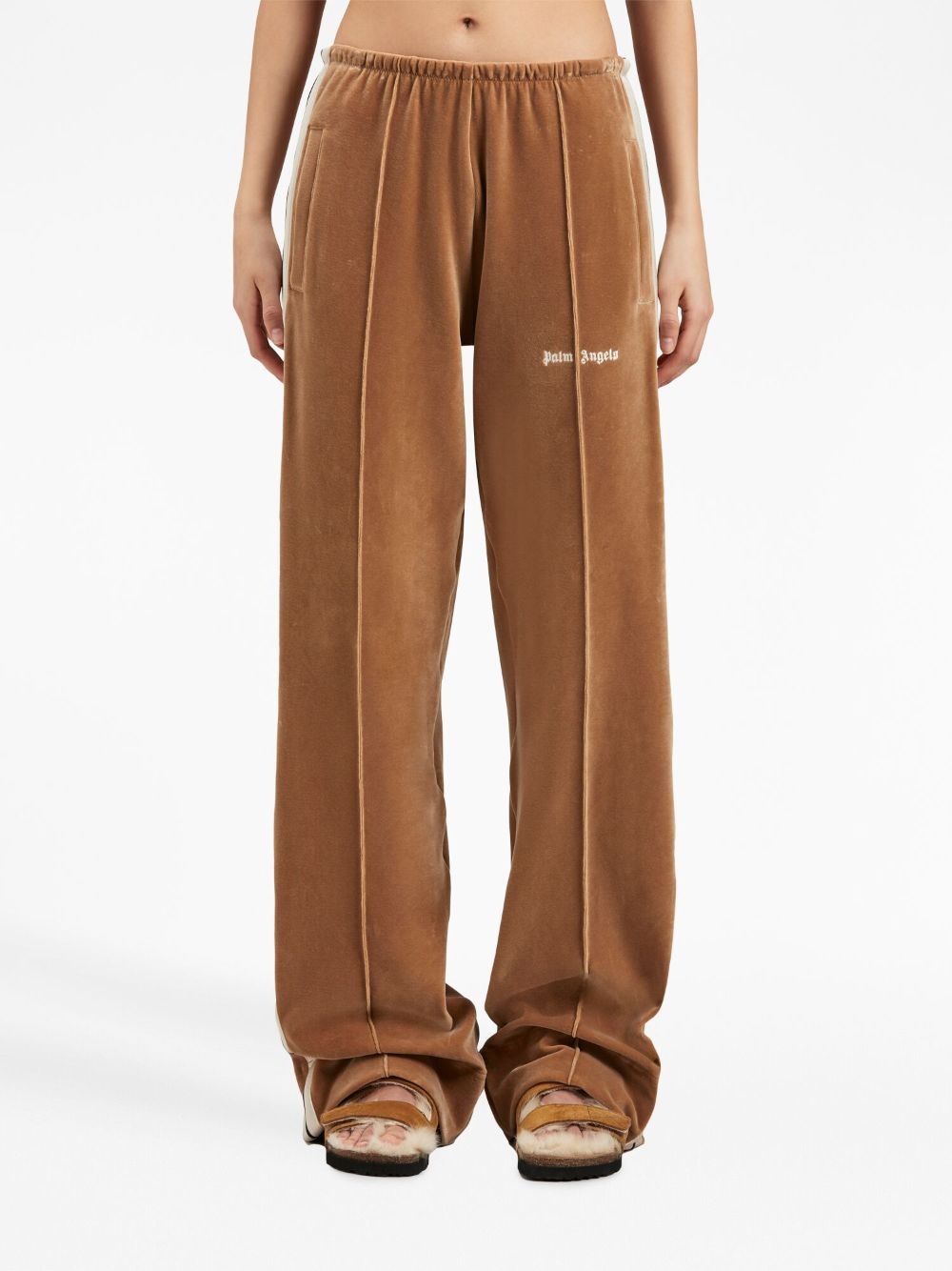 wide-leg velvet track pants - 3