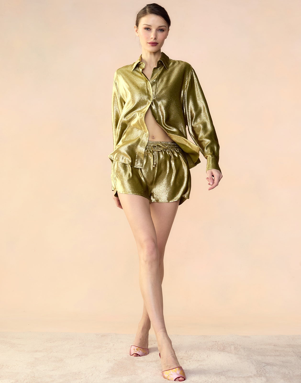 Liquid Gold Lamé Shorts - 4